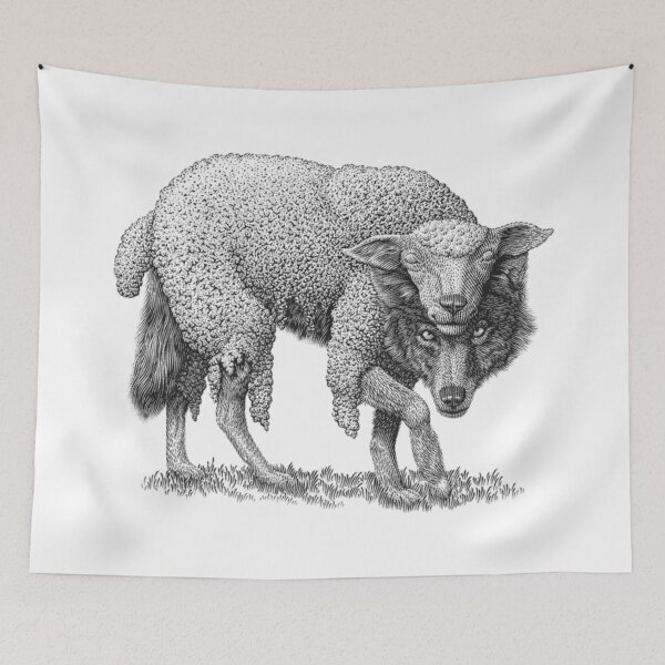 Item preview, Wolf in Sheep’s Clothing – Dark Animal Illustration Design designed and sold by KrileNCZ.
