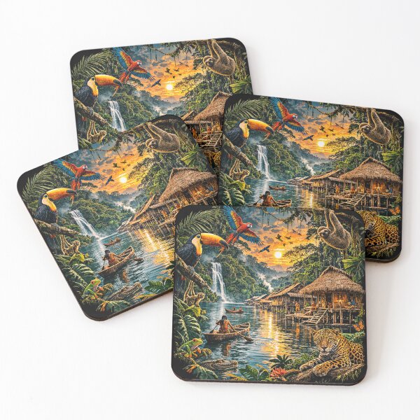 Item preview, Amazon Rainforest Wildlife Sunset designed and sold by hiperdinotees.