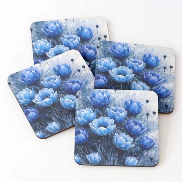 Item preview, Abstract Blue Tulips – Modern Floral Art designed and sold by giachem99.