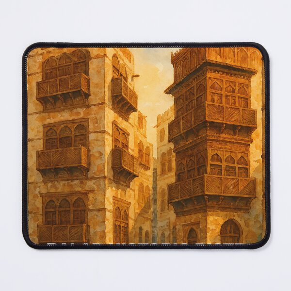 Item preview, Al-Balad Historic District Jeddah Saudi Arabia Watercolor Wall Art Print, Islamic Heritage Poster designed and sold by GoldenVerseArt.