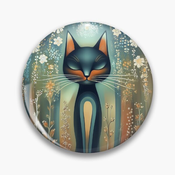 Item preview, Serene Cat. Whimsical feline and floral art. designed and sold by Shoot-The-Moon.