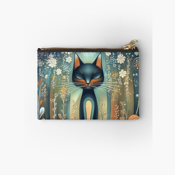Item preview, Serene Cat. Whimsical feline and floral art. designed and sold by Shoot-The-Moon.