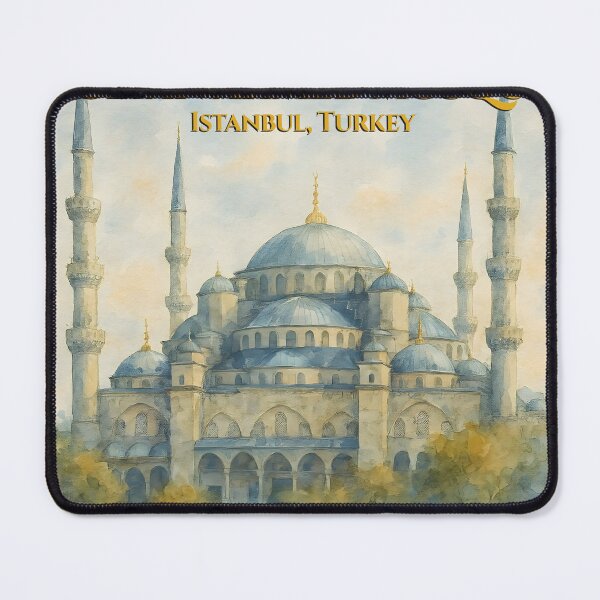 Item preview, Sultan Ahmed Mosque Istanbul Turkey Islamic Wall Art Print, Blue Mosque Watercolor Poster designed and sold by GoldenVerseArt.