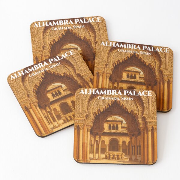 Item preview, Alhambra Palace Granada Spain Islamic Wall Art Print, Moorish Architecture Poster designed and sold by GoldenVerseArt.
