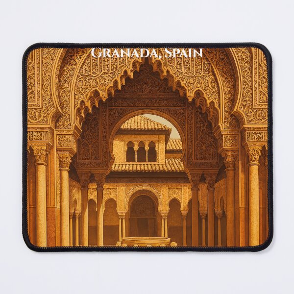 Item preview, Alhambra Palace Granada Spain Islamic Wall Art Print, Moorish Architecture Poster designed and sold by GoldenVerseArt.