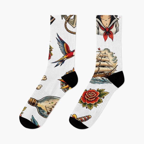 Item preview, vintage sailor tattoo flash collection designed and sold by hiperdinotees.