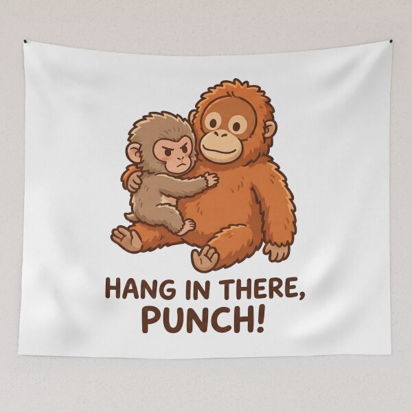 Item preview, Hang in There Punch Cute Orangutan and Monkey designed and sold by avashideout.