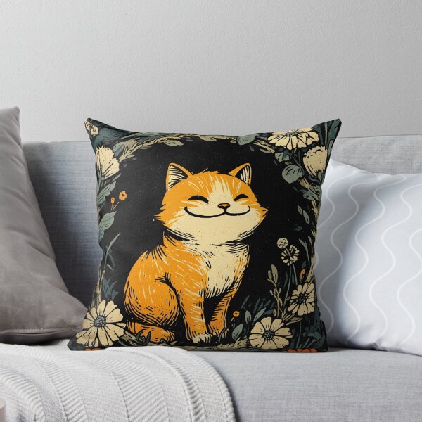 Item preview, Boho floral orange cat cottagecore illustration designed and sold by Region.