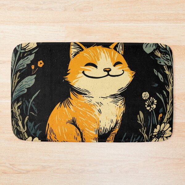Item preview, Boho floral orange cat cottagecore illustration designed and sold by Region.