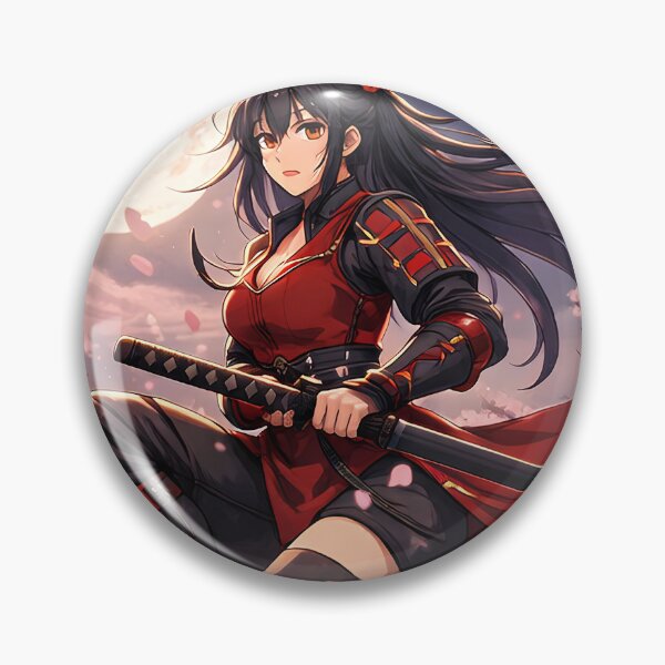 Item preview, Anime Samurai Girl Under the Full Moon with Cherry Blossoms designed and sold by Anshugoyal.
