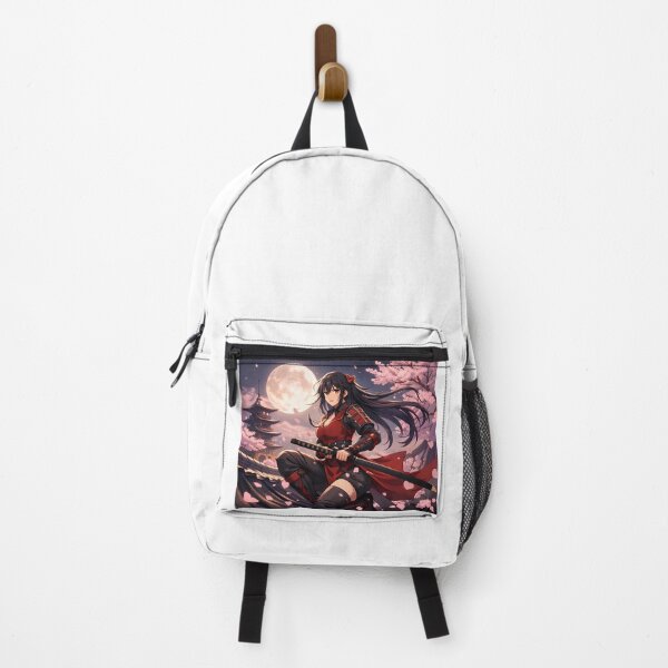 Item preview, Anime Samurai Girl Under the Full Moon with Cherry Blossoms designed and sold by Anshugoyal.