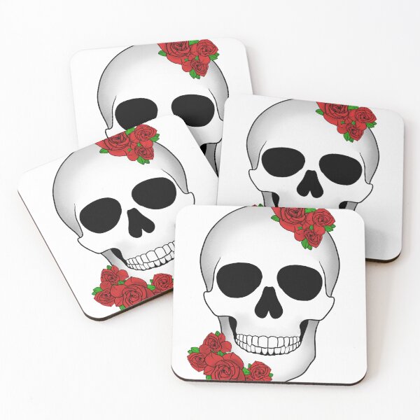 Item preview, Skull With Red Roses Gothic Floral Illustration designed and sold by Auntie M.