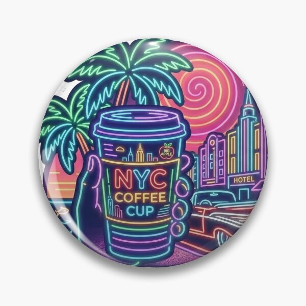 Item preview, NYC Coffee Neon Vibe Sticker designed and sold by StickersPhotoPaintings.
