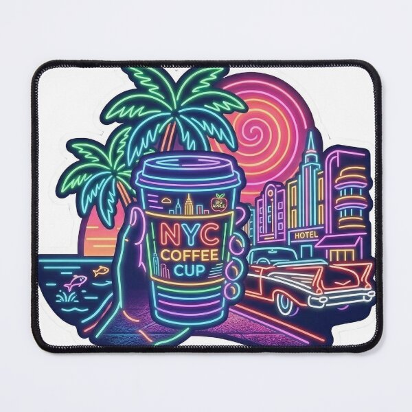 Item preview, NYC Coffee Neon Vibe Sticker designed and sold by StickersPhotoPaintings.