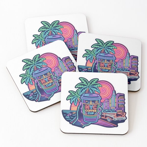 Item preview, NYC Coffee Neon Vibe Sticker designed and sold by StickersPhotoPaintings.