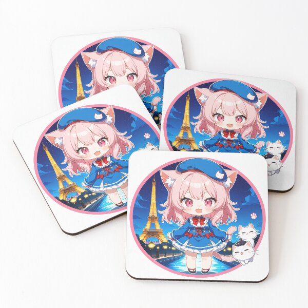 Item preview, France Cat - Cute Anime Chibi Neko French Flag Art designed and sold by WhisKerinK.
