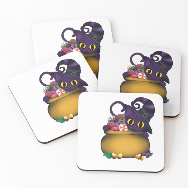 Item preview, Willamina Cute Witch Cat in Candy Cauldron Halloween designed and sold by Auntie M.