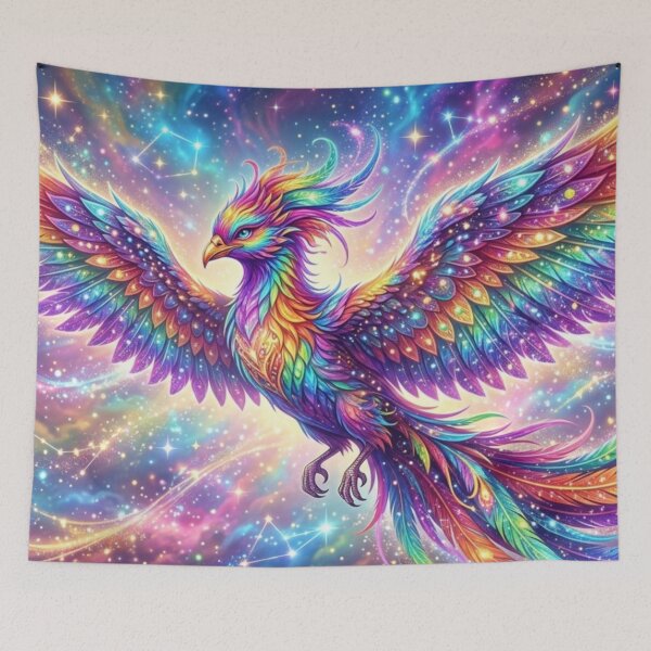 Item preview, Rainbow Cosmic Phoenix – Colorful Galaxy Firebird Fantasy Art designed and sold by ethnicdigital.