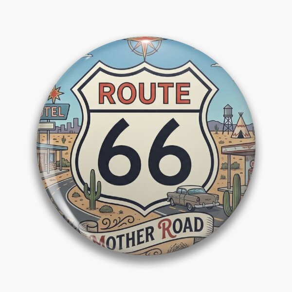 Artikelvorschau, Vintage Route 66 Mother Road Americana Aufkleber entworfen und verkauft von StickersPhotoPaintings.