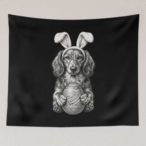 Item preview, Funny Dachshund Easter Smart Wiener Dog in Glasses Ears Egg designed and sold by OlakunleOloroz.