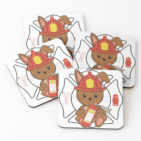 Item preview, Cute Firefighter Bunny First Responder Mascot designed and sold by Auntie M.