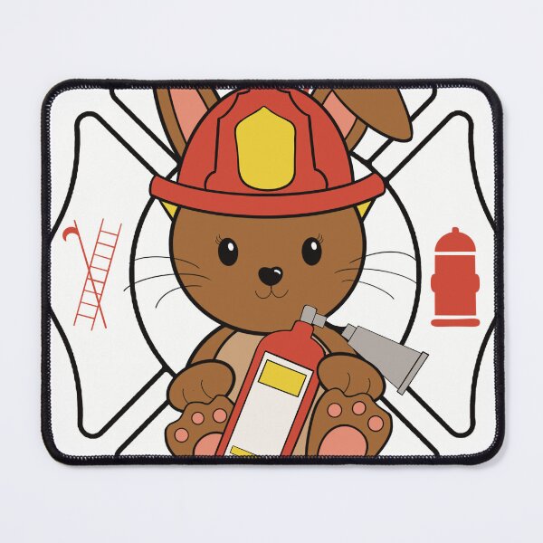 Item preview, Cute Firefighter Bunny First Responder Mascot designed and sold by Auntie M.