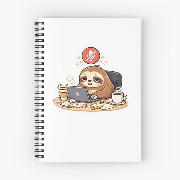 Item preview, Tired Sloth Remote Worker Sticker – Funny Online Meeting Mute Button Sloth designed and sold by ZYNORAworld.