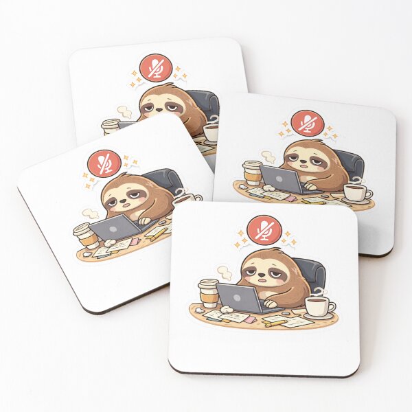 Item preview, Tired Sloth Remote Worker Sticker – Funny Online Meeting Mute Button Sloth designed and sold by ZYNORAworld.