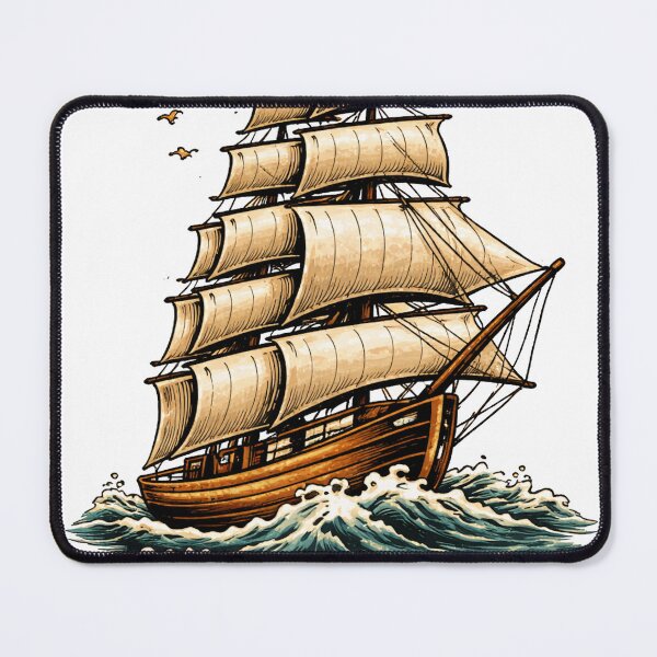 Item preview, vintage sailing ship on ocean waves designed and sold by hiperdinotees.