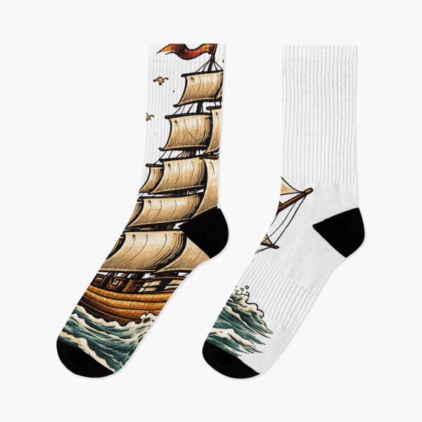 Item preview, vintage sailing ship on ocean waves  designed and sold by hiperdinotees.