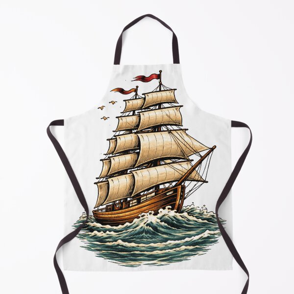 Item preview, vintage sailing ship on ocean waves designed and sold by hiperdinotees.
