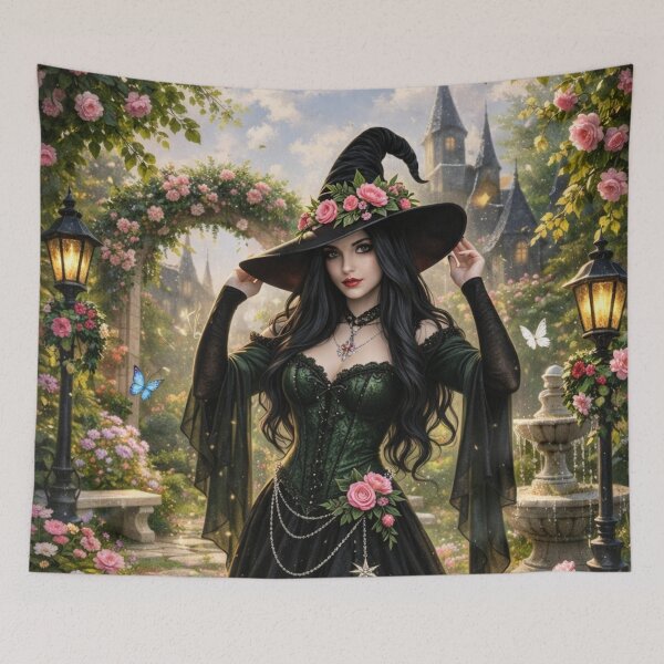 Item preview, Miranda the Witch, Enchanted Garden Witch – Romantic Gothic Floral Fantasy Witch Aesthetic designed and sold by MrsMimpi.