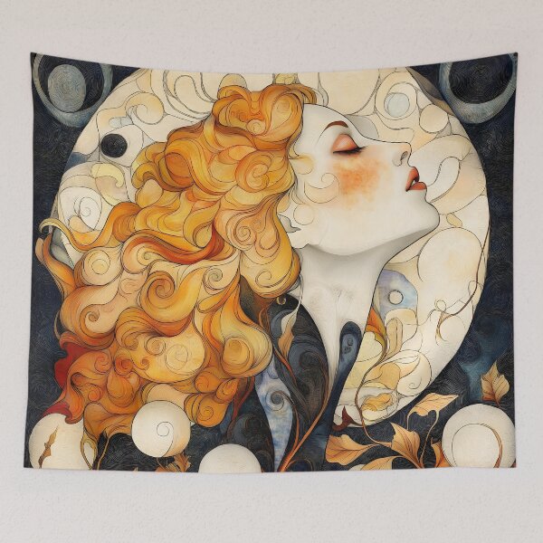 Item preview, Art Nouveau Moon Goddess Red Hair Woman designed and sold by Shoot-The-Moon.
