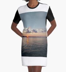 Water, Sunset, Reflection, #Water, #Sunset, #Reflection Graphic T-Shirt Dress