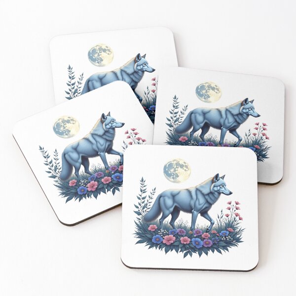 Item preview, Majestic White Wolf Lunar Flower Meadow designed and sold by Posiheal26.