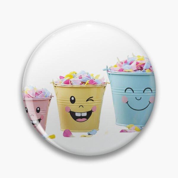 Artikelvorschau, Niedliche, lächelnde Eimer in Rosa, Gelb und Blau entworfen und verkauft von STICKERS FOR SALE NOW.