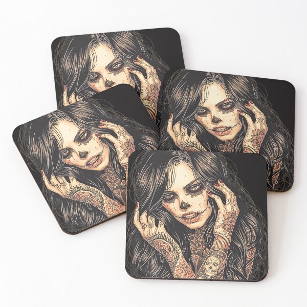 Item preview, Tattooed Woman Face – Tattoo Style Girl Portrait Alternative Ink Art Design designed and sold by SKULLARTISTRY.