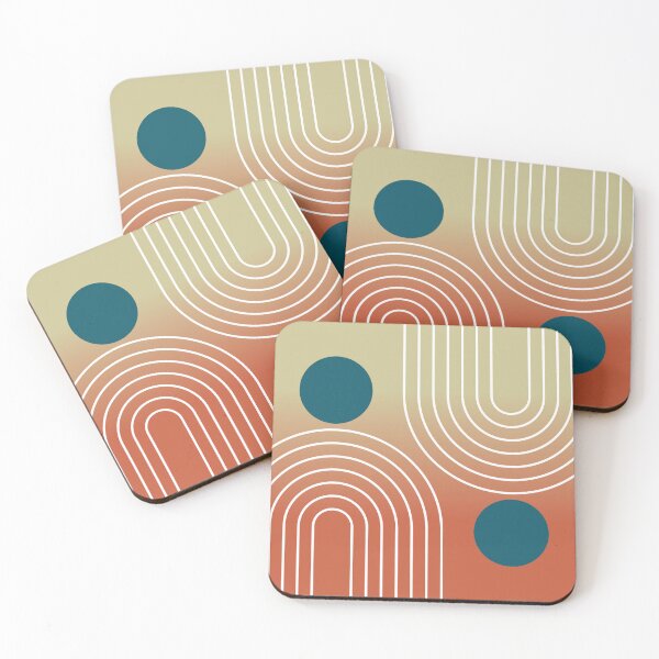 Item preview, Mid-Century Modern Geometric Rainbow and Sun Abstract - Sunset Terracotta Gradient designed and sold by nineFlorals.