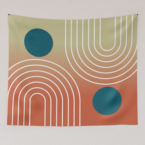 Item preview, Mid-Century Modern Geometric Rainbow and Sun Abstract - Sunset Terracotta Gradient designed and sold by nineFlorals.
