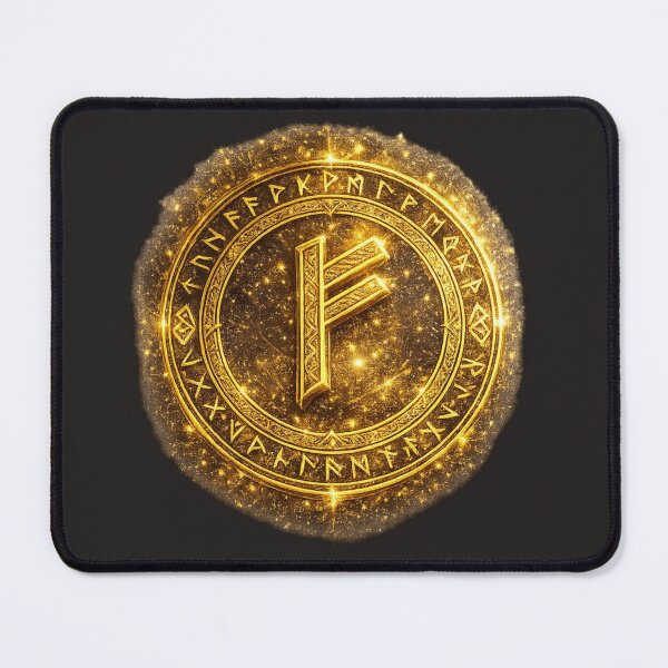 Item preview, Fehu Rune. Golden Symbol of Wealth Prosperity and Luck. designed and sold by Nika Art Studio.