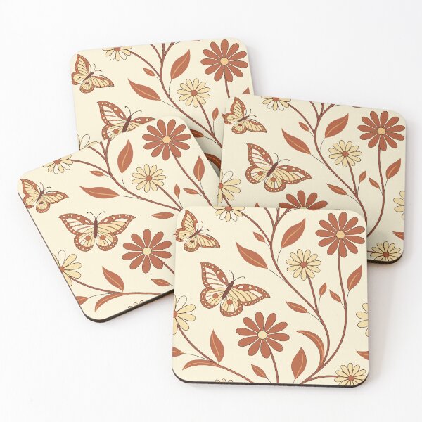 Item preview, Retro 70s Floral Butterfly Daisy Seamless Pattern Design designed and sold by trustful-design.