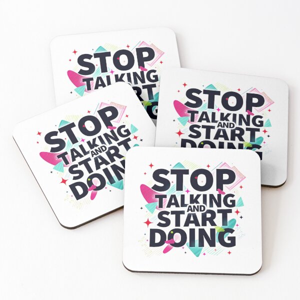 Item preview, Stop Talking Start Doing 90s Retro Motivational Quote designed and sold by Posiheal26.