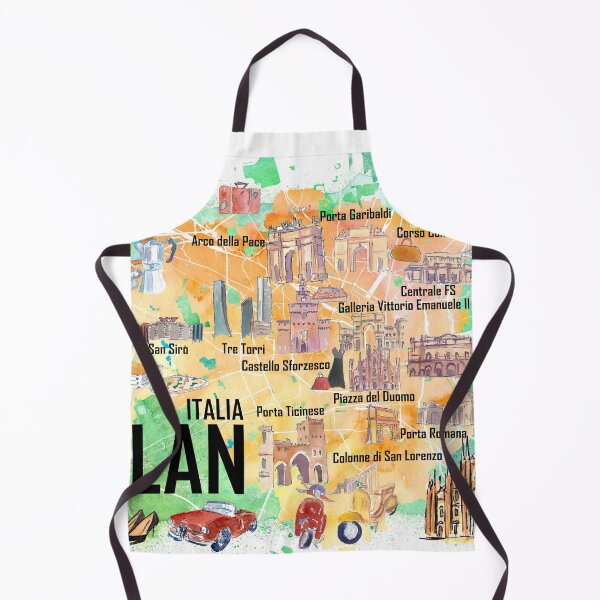 Item preview, Milano Italy Illustrated Travel Poster Favorite Map with Roads and Tourist Highlights designed and sold by artshop77.