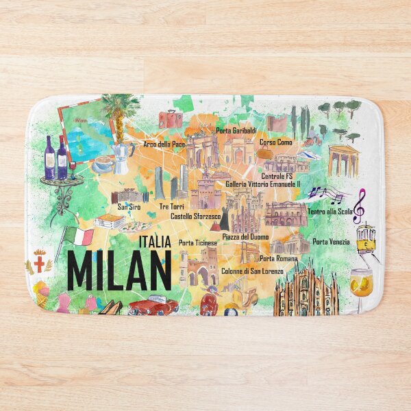 Item preview, Milano Italy Illustrated Travel Poster Favorite Map with Roads and Tourist Highlights designed and sold by artshop77.