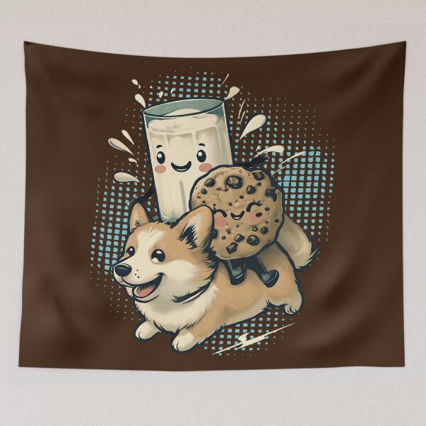Item preview, Cute animal action corgi puppy milk and cookie sweets designed and sold by BigMRanch.
