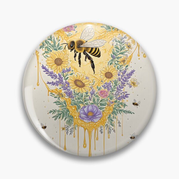 Item preview, Floral Honeycomb Bee Art for Honey Bee Keepers designed and sold by owi-art.