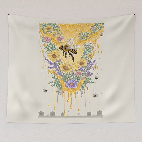 Item preview, Floral Honeycomb Bee Art for Honey Bee Keepers designed and sold by owi-art.