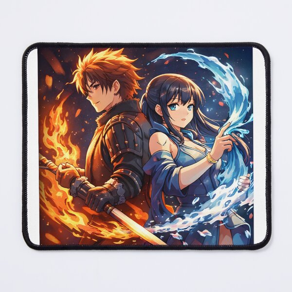 Item preview, Fire and Water Anime Warriors – Elemental Power Duo designed and sold by Anshugoyal.