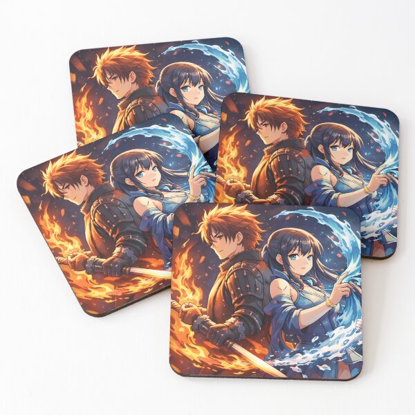 Item preview, Fire and Water Anime Warriors – Elemental Power Duo designed and sold by Anshugoyal.