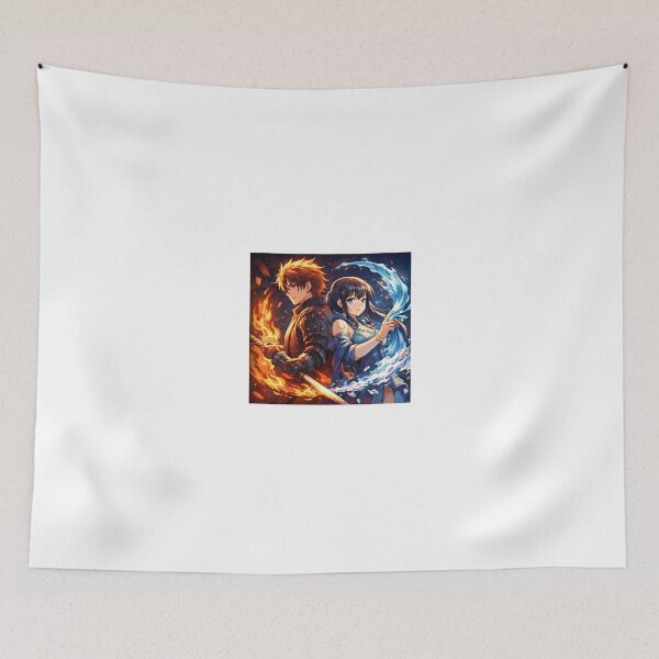 Item preview, Fire and Water Anime Warriors – Elemental Power Duo designed and sold by Anshugoyal.